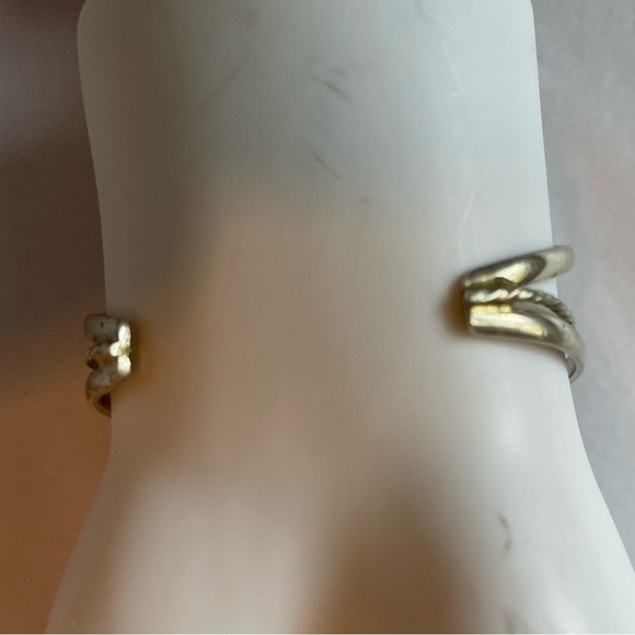 VINTAGE ALPACA MEXICO Blue Flower MOTHER OF PEARL Shell Mosaic CUFF BRACELET - Picture 7 of 12